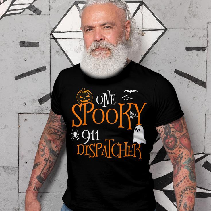 One Spooky 911 Dispatcher Halloween Funny Costume Men T-shirt Casual Daily Crewneck Short Sleeve Graphic Basic Unisex Tee