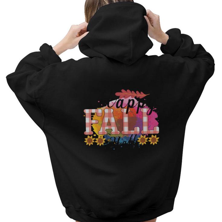 Happy Fall Yall Sunflowers Aesthetic Words Graphic Back Print Hoodie Gift For Teen Girls