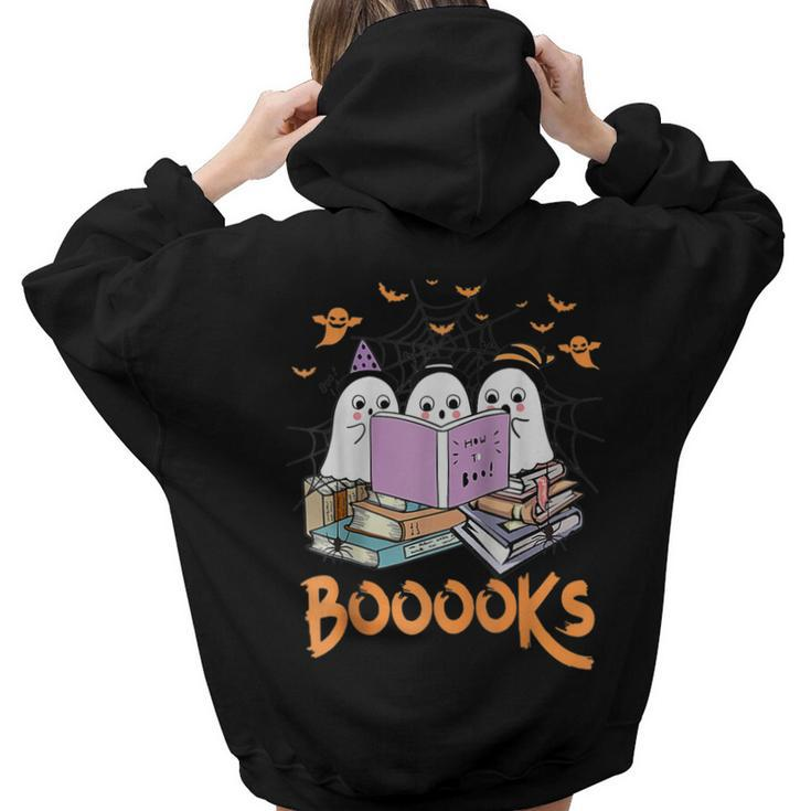 Boo Read Books Library Funny Booooks Ghost Halloween Gifts  Aesthetic Words Graphic Back Print Hoodie Gift For Teen Girls