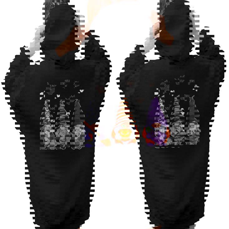 Cute Halloween Gnomes Autumn Pumpkins Fall Holiday  V2 Aesthetic Words Graphic Back Print Hoodie Gift For Teen Girls