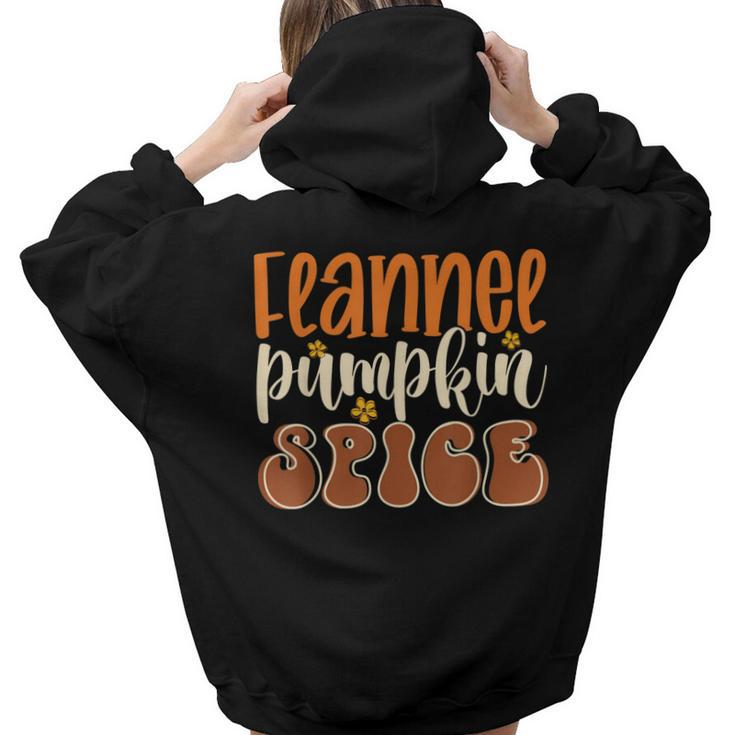 Flannel Pumpkin Spice Flower Vintage Style Fall Autumn Vibes  Hoodie Words Graphic Back Print Hoodie Gift For Teen Girls Women