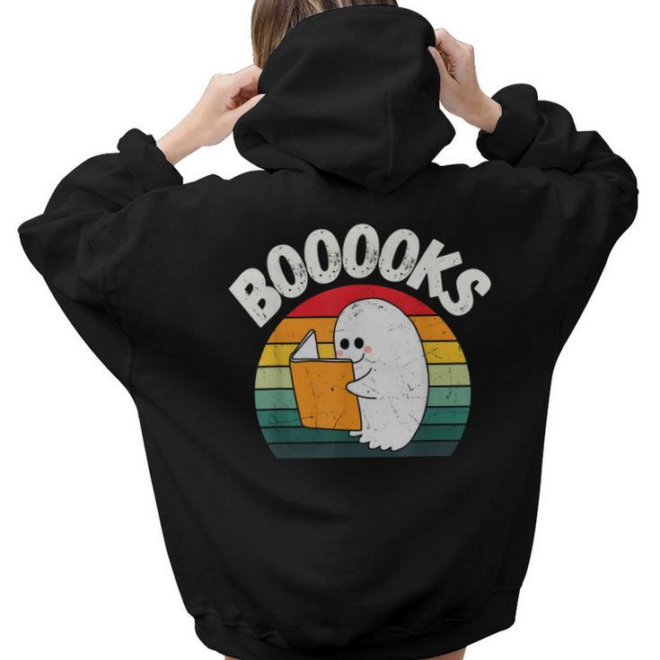 Ghost Booooks Halloween Boo Teacher And Kids Reading Books  Aesthetic Words Graphic Back Print Hoodie Gift For Teen Girls