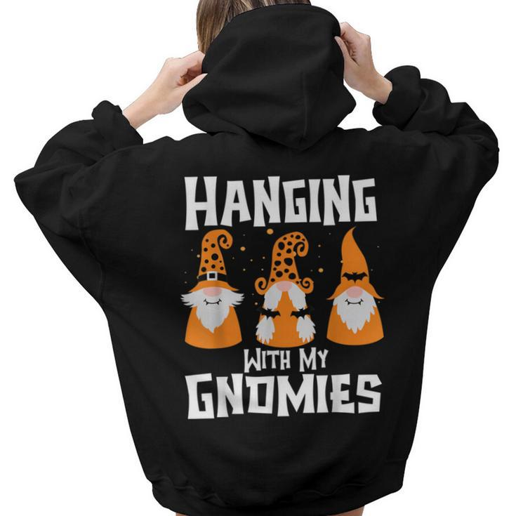 Hanging With My Gnomies Three Gnomes Halloween Costumes Boys  Hoodie Words Graphic Back Print Hoodie Gift For Teen Girls Women