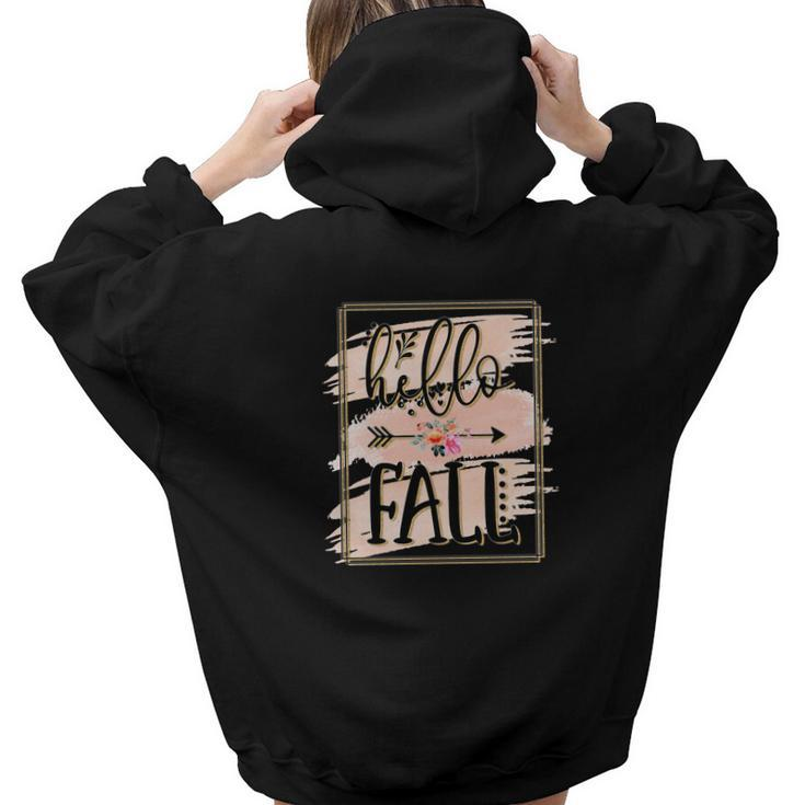 Hello Fall Hello Sweater Weather Aesthetic Words Graphic Back Print Hoodie Gift For Teen Girls