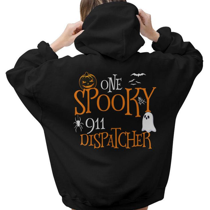 One Spooky 911 Dispatcher Halloween Funny Costume  Hoodie Words Graphic Back Print Hoodie Gift For Teen Girls Women