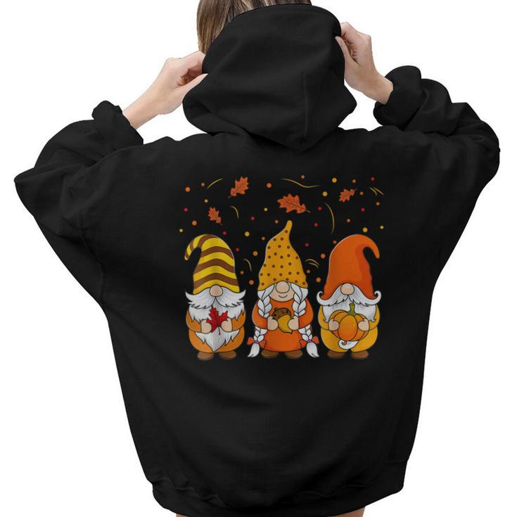Pumpkin Gnomes Fall Autumn Cute Halloween Thanksgiving Gift  Aesthetic Words Graphic Back Print Hoodie Gift For Teen Girls
