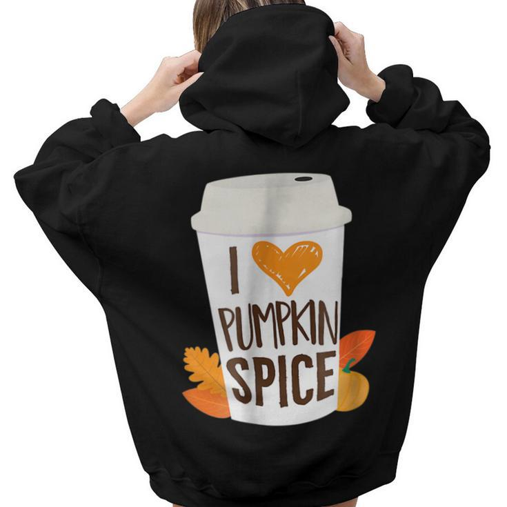 Pumpkin Spice Coffee Latte Fall Autumn Season And Halloween  Aesthetic Words Graphic Back Print Hoodie Gift For Teen Girls