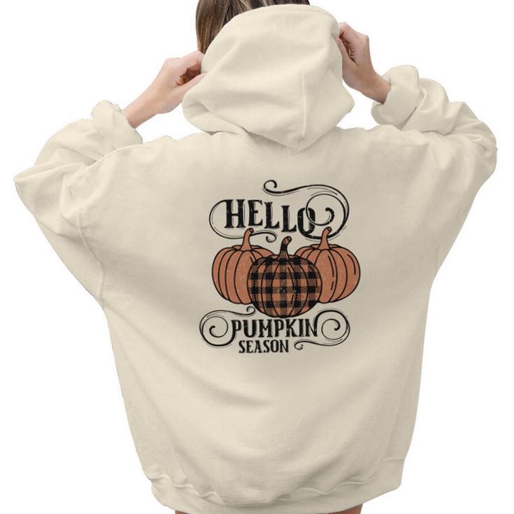 Hello Pumpkin Season Fall V2 Aesthetic Words Graphic Back Print Hoodie Gift For Teen Girls