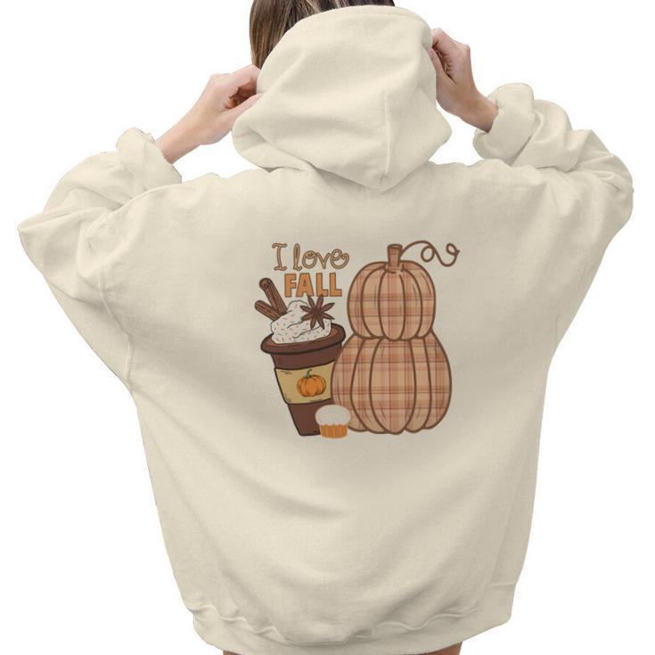 Autumn I Love Fall Thanksgiving Aesthetic Words Graphic Back Print Hoodie Gift For Teen Girls - Thegiftio