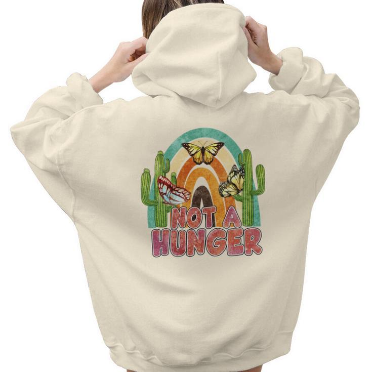 Boho Vintage Not A Hunger Cactus Retro Aesthetic Words Graphic Back Print Hoodie Gift For Teen Girls
