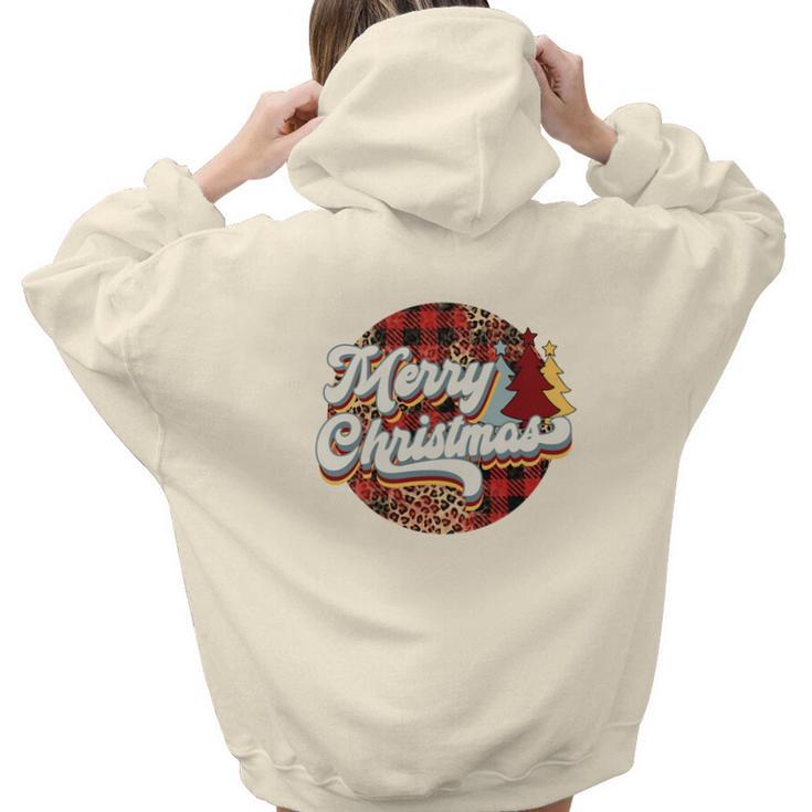 Buffalo Plaid Christmas Merry Christmas Aesthetic Words Graphic Back Print Hoodie Gift For Teen Girls