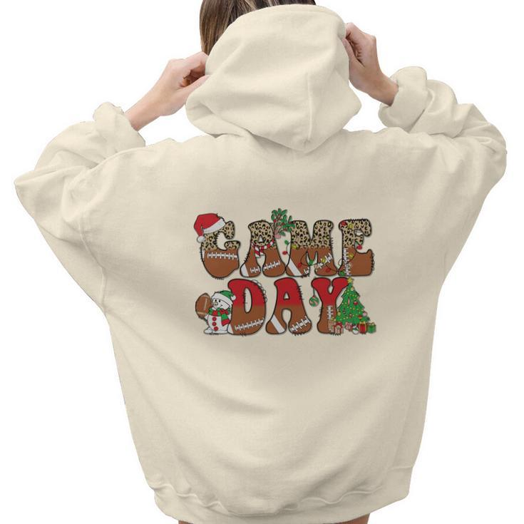 Christmas Football Game Day Aesthetic Words Graphic Back Print Hoodie Gift For Teen Girls