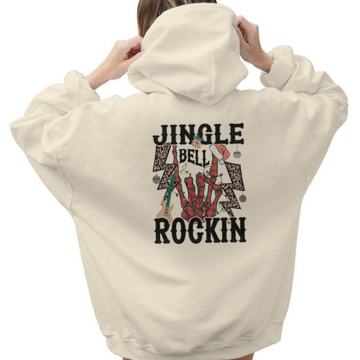 Christmas Skeleton Jingle Bell Rockin Aesthetic Words Graphic Back Print Hoodie Gift For Teen Girls