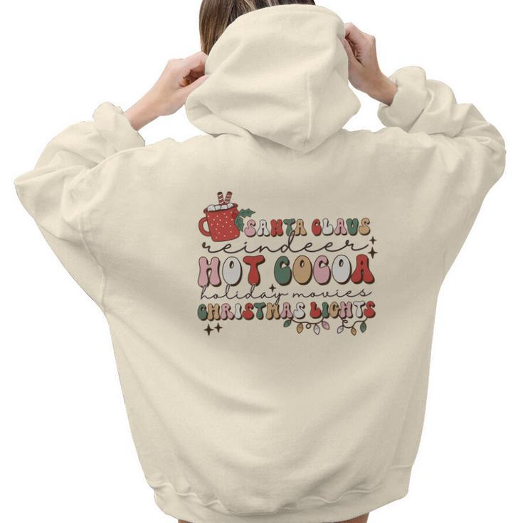 Christmas Vintage Santa Claus Hot Cocoa Holiday Christmas Lights Aesthetic Words Graphic Back Print Hoodie Gift For Teen Girls