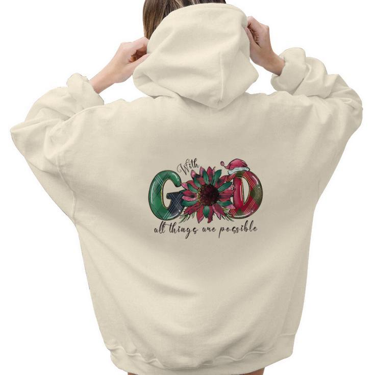 Christmas With God All Thing Are Possible Aesthetic Words Graphic Back Print Hoodie Gift For Teen Girls