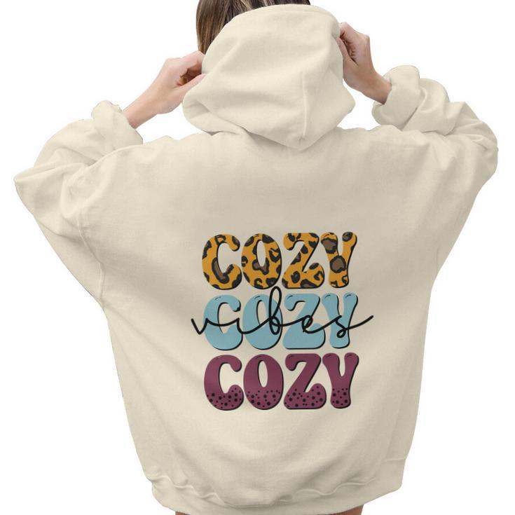 Cozy Vibes Warm Sweater Fall Aesthetic Words Graphic Back Print Hoodie Gift For Teen Girls