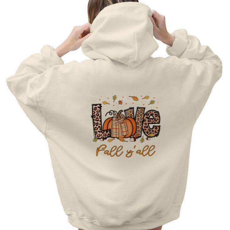 Cute Gift Love Fall Yall Aesthetic Words Graphic Back Print Hoodie Gift For Teen Girls