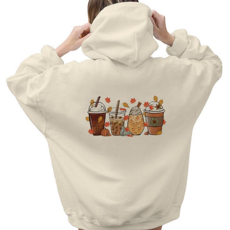 Fall Coffee Autumn Drinking Latte Cream Cozy Aesthetic Words Graphic Back Print Hoodie Gift For Teen Girls