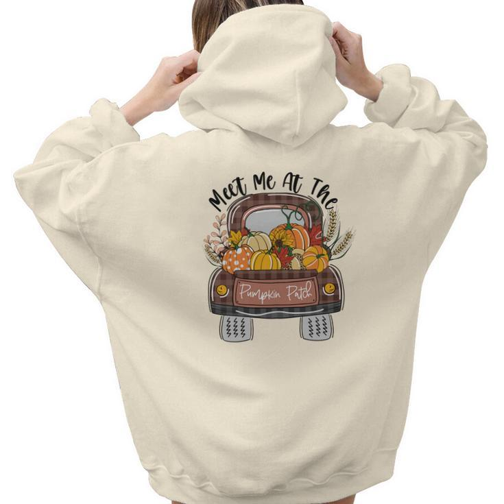 Fall Meet Me At The Pumpkin Patch Thanksgiving Gifts Aesthetic Words Graphic Back Print Hoodie Gift For Teen Girls