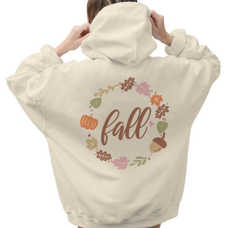 Fall Retro Flower Leaf Circle Aesthetic Words Graphic Back Print Hoodie Gift For Teen Girls