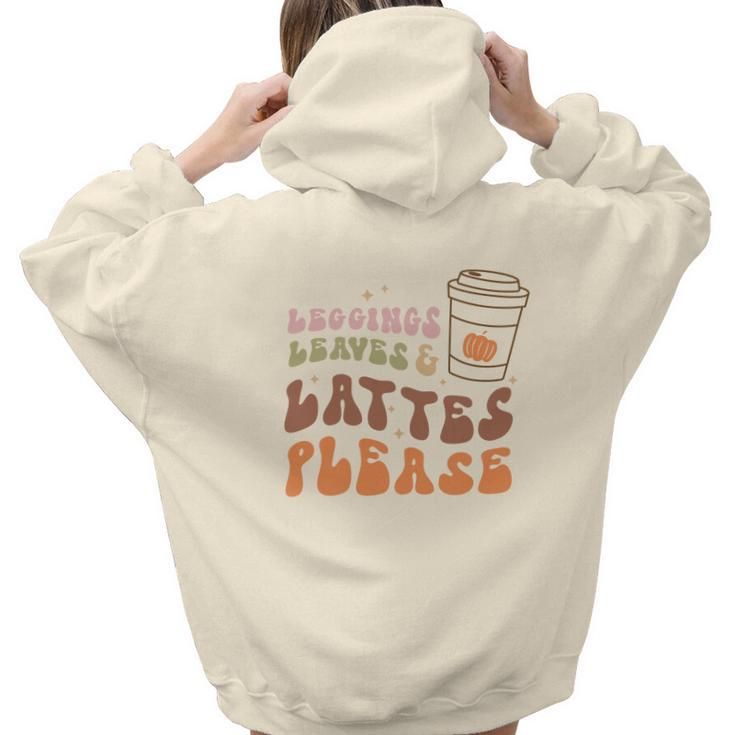 Fall Retro Leggings Leaves And Lattes Please Pumpkin Spice Aesthetic Words Graphic Back Print Hoodie Gift For Teen Girls