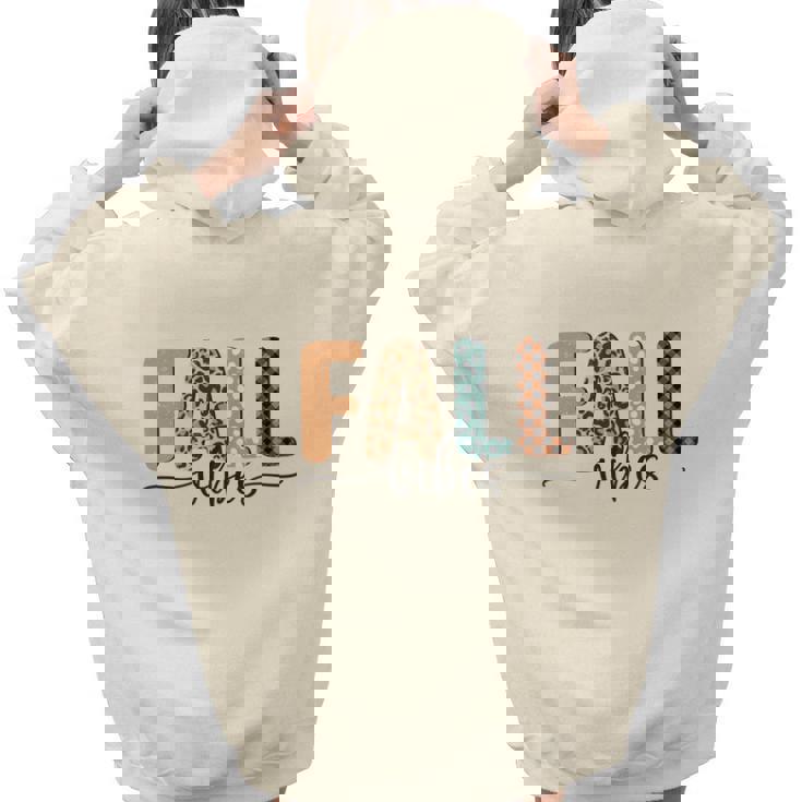 Fall Vibes Pattern Vintage Style Aesthetic Words Graphic Back Print Hoodie Gift For Teen Girls
