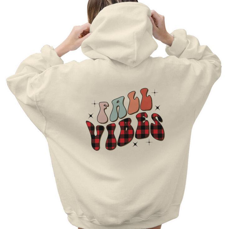 Fall Vibes Red Caro Plaid Fall Yall Aesthetic Words Graphic Back Print Hoodie Gift For Teen Girls