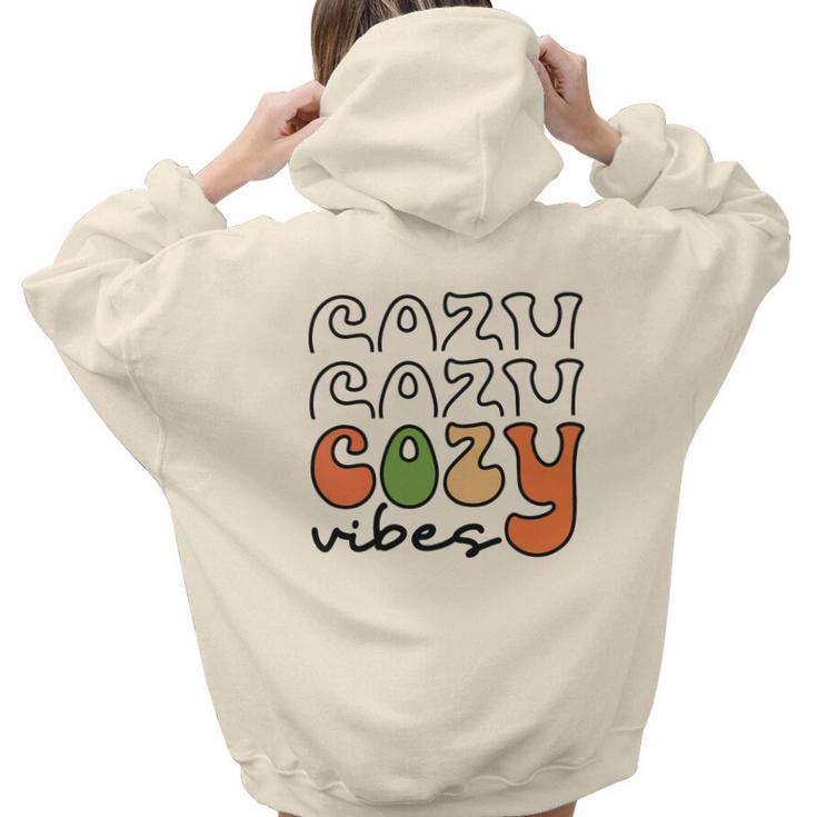 Funny Cozy Vibes Thanksgiving Fall Aesthetic Words Graphic Back Print Hoodie Gift For Teen Girls