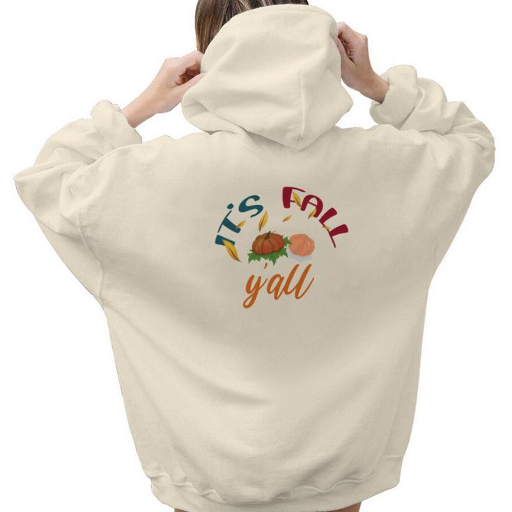 Funny Gift Its Fall Yall Aesthetic Words Graphic Back Print Hoodie Gift For Teen Girls