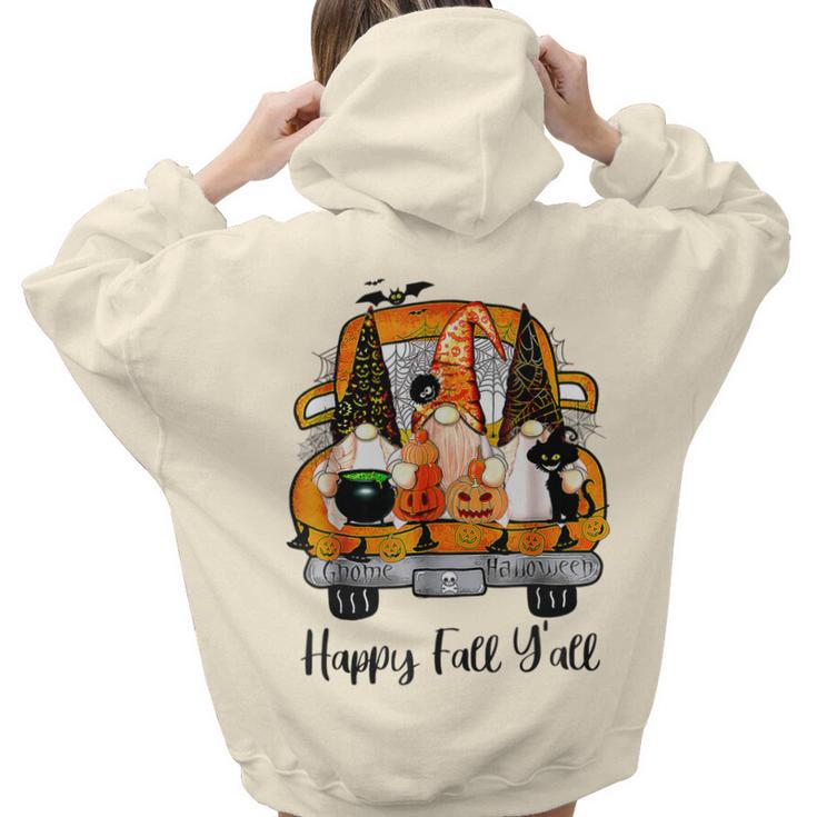 Gnome Witch Halloween Pumpkin Autumn Fall Happy Fall Yall Aesthetic Words Graphic Back Print Hoodie Gift For Teen Girls