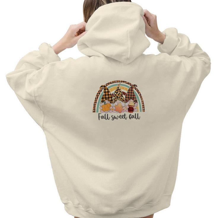 Gnomes Rainbow Fall Sweet Fall Aesthetic Words Graphic Back Print Hoodie Gift For Teen Girls