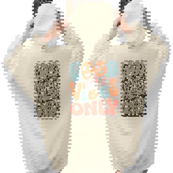 Good Vibes Only Fall Groovy Style Aesthetic Words Graphic Back Print Hoodie Gift For Teen Girls