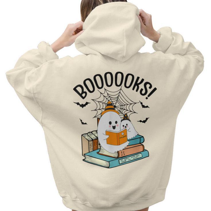 Halloween Booooks Ghost Reading Boo Read Books Library  V5 Aesthetic Words Graphic Back Print Hoodie Gift For Teen Girls