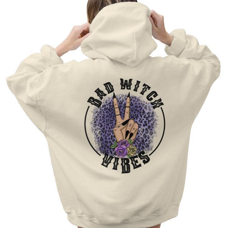 Halloween Witch Vibes Bad Witch Vibes Aesthetic Words Graphic Back Print Hoodie Gift For Teen Girls