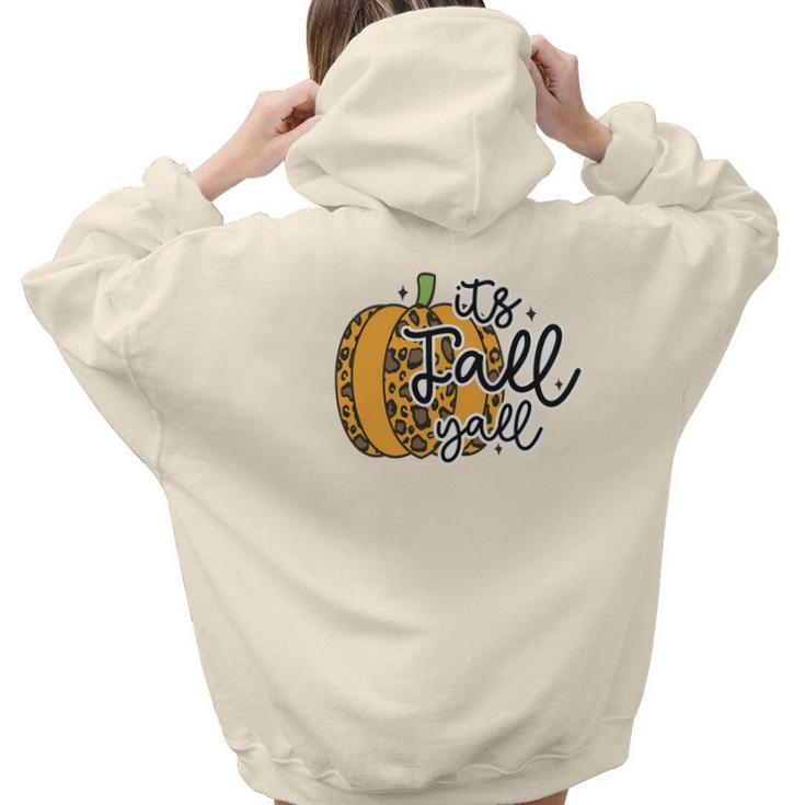 Its Fall Yall Leopard Pumpkin Aesthetic Words Graphic Back Print Hoodie Gift For Teen Girls