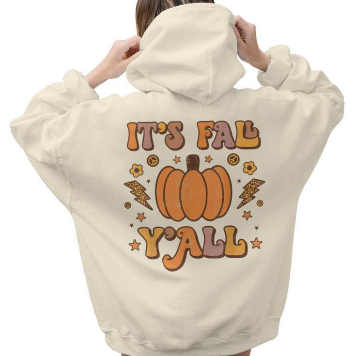 Its Fall Yall Pumpkin Spice Autumn Season Thanksgiving  Hoodie Words Graphic Back Print Hoodie Gift For Teen Girls Women