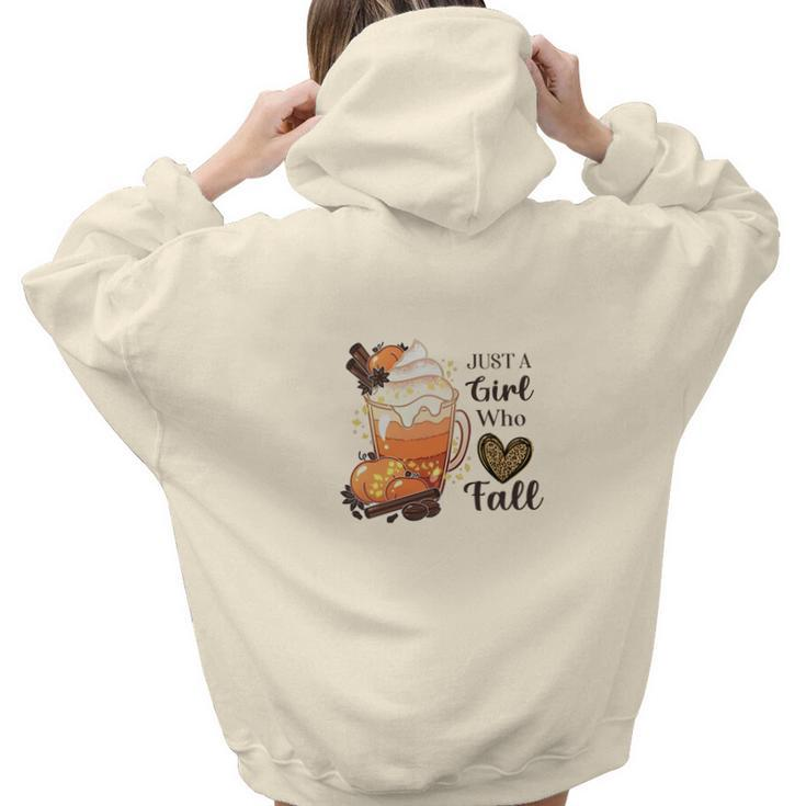 Latte Cream Just A Girl Who Loves Fall Aesthetic Words Graphic Back Print Hoodie Gift For Teen Girls