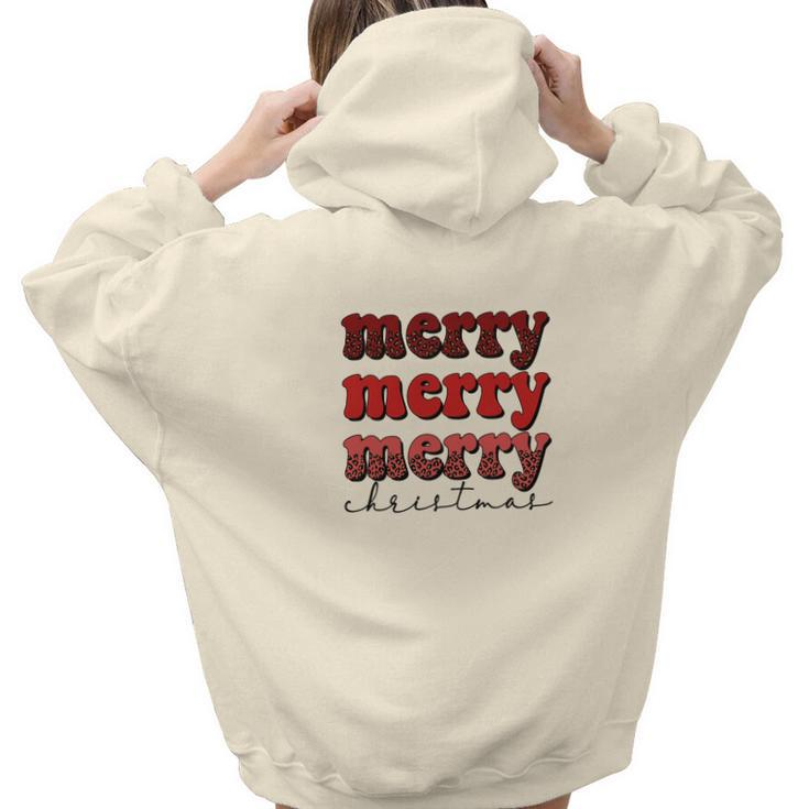 Merry Merry Merry Christmas V3 Aesthetic Words Graphic Back Print Hoodie Gift For Teen Girls