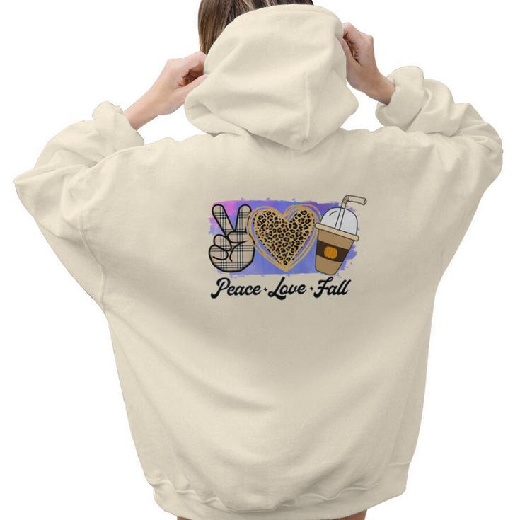 Peace Love Fall Latte Leopard Heart Aesthetic Words Graphic Back Print Hoodie Gift For Teen Girls