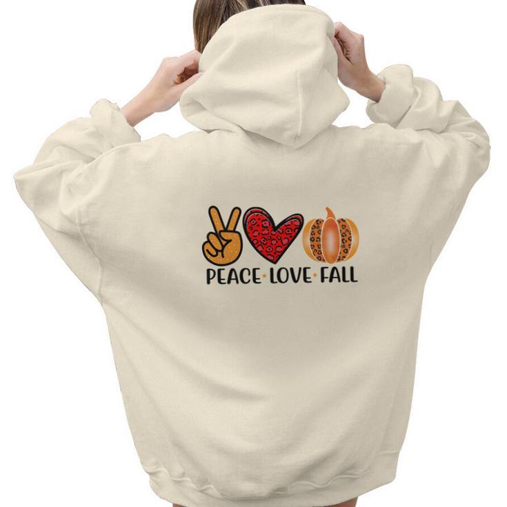 Peace Love Fall Pumpkin Aesthetic Words Graphic Back Print Hoodie Gift For Teen Girls
