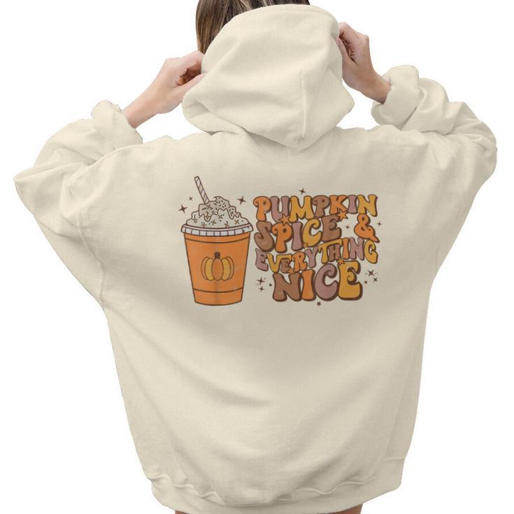 Pumpkin Spice Everything Nice Autumn Fall Thanksgiving Retro  Hoodie Words Graphic Back Print Hoodie Gift For Teen Girls Women