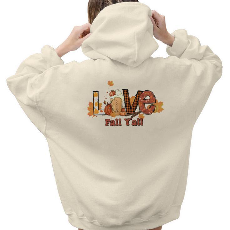 Pumpkin Spice Latte Love Fall Yall Aesthetic Words Graphic Back Print Hoodie Gift For Teen Girls