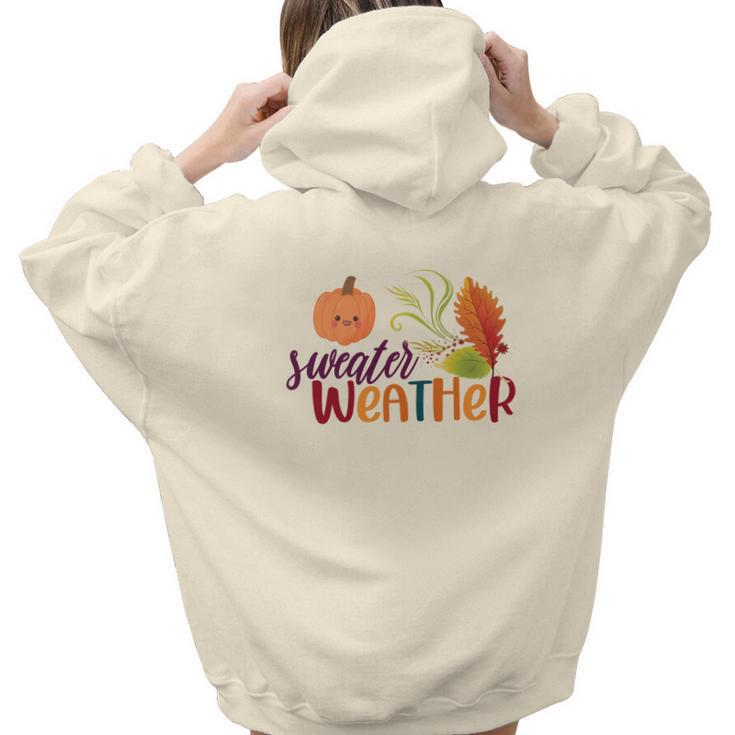 Pumpkin Sweater Weather Fall Aesthetic Words Graphic Back Print Hoodie Gift For Teen Girls