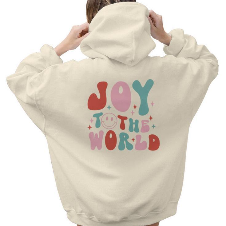 Retro Christmas Joy To The World Vintage Christmas Gifts Aesthetic Words Graphic Back Print Hoodie Gift For Teen Girls