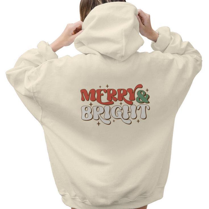 Retro Christmas Merry And Bright Aesthetic Words Graphic Back Print Hoodie Gift For Teen Girls