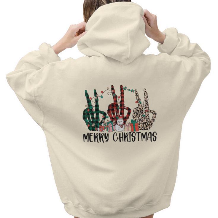 Retro Christmas Skeleton Merry Christmas Aesthetic Words Graphic Back Print Hoodie Gift For Teen Girls