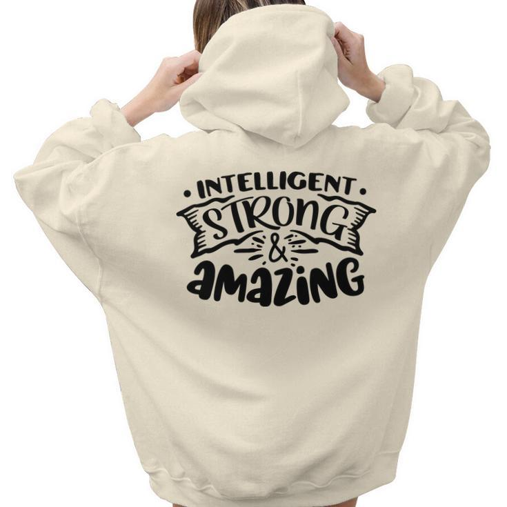 Strong Woman Intelligent Strong And Amazing Idea Gift Aesthetic Words Graphic Back Print Hoodie Gift For Teen Girls