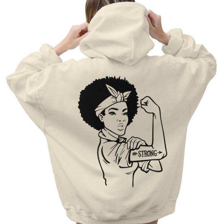 Strong Woman Rosie - Strong - Afro Woman Black Design Aesthetic Words Graphic Back Print Hoodie Gift For Teen Girls