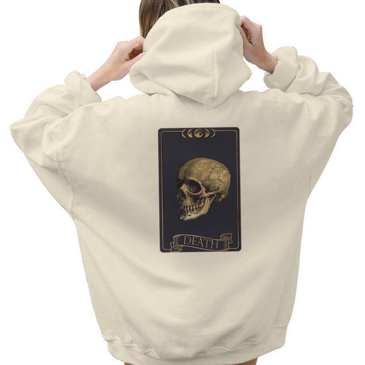 Tarrot Card Creepy Skull The Death Card Black Aesthetic Words Graphic Back Print Hoodie Gift For Teen Girls