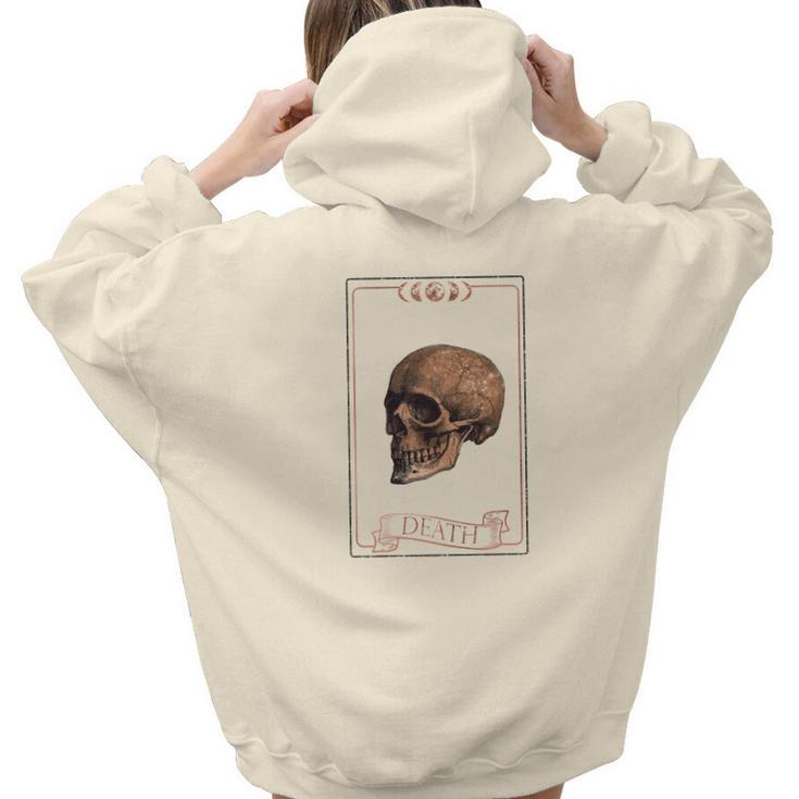 Tarrot Card Creepy Skull The Death Card White Aesthetic Words Graphic Back Print Hoodie Gift For Teen Girls